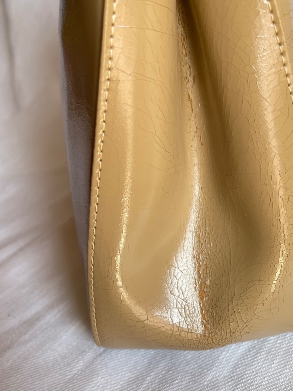 Longchamp Beige Patent Leather Top-Handle Tote - Picture 5 of 12